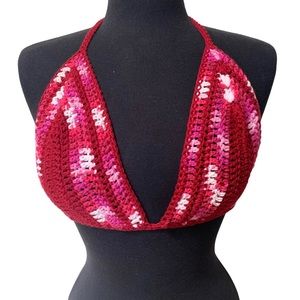 Ruby Rhapsody Handmade Crochet Halter Top